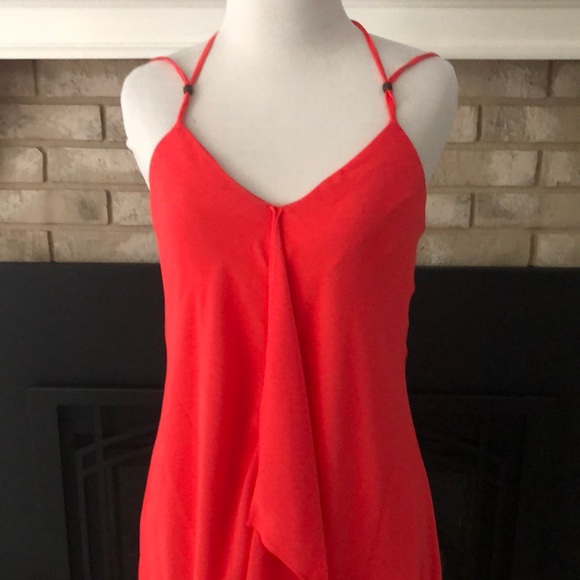 I.N San Francisco Coral Spaghetti Straps Sharkbite Dress size Small - Picture 3 of 15